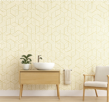 Behang vierkantjes gouden folie geometrische blokken - TenStickers