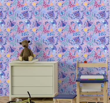 Behang vlinders Vlinders behang in roze tinten - TenStickers