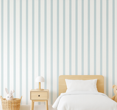 Behangpapier kinderkamer baby grote blauwe strepen met wit - TenStickers