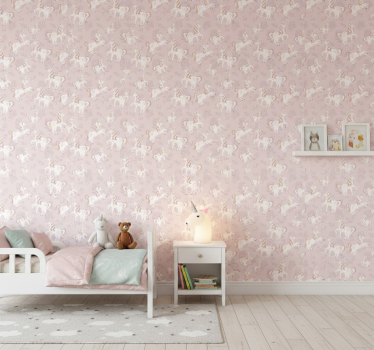 Behangpapier kinderkamer beige eenhoorn fantasie - TenStickers