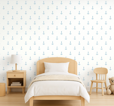 Behangpapier kinderkamer blauw anker ontwerp - TenStickers