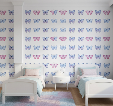 Behangpapier kinderkamer blauwe en roze vleugels - TenStickers