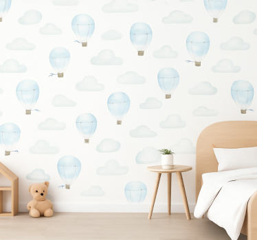 Behangpapier kinderkamer blauwe waterverf wolken - TenStickers