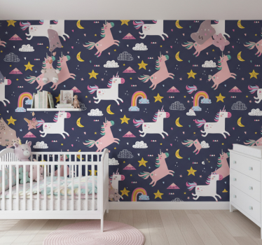Behangpapier kinderkamer eenhoorns en sterren - TenStickers