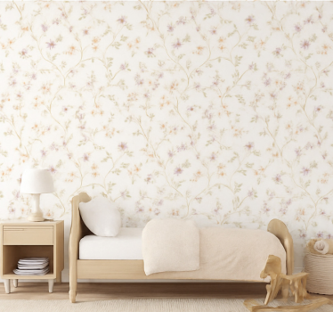 Behangpapier kinderkamer eenvoudig bloemenontwerp - TenStickers