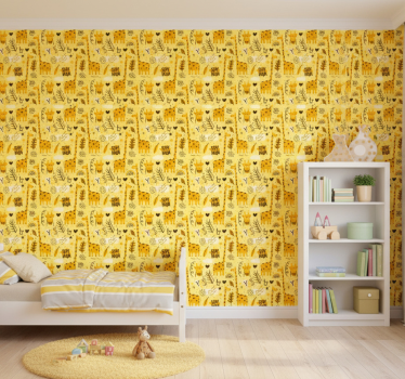 Behangpapier kinderkamer geel savannepatroon - TenStickers