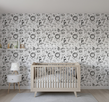 Behangpapier kinderkamer grijze babydieren - TenStickers