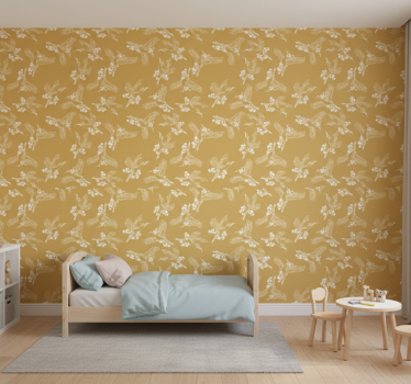 Behangpapier kinderkamer japanse bloemen en vogels - TenStickers