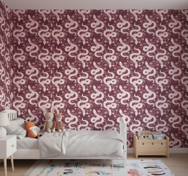Behangpapier kinderkamer kronkelige slangen bloemig - TenStickers
