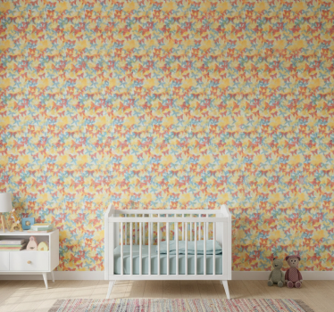 Behangpapier kinderkamer oranje geel en blauw - TenStickers