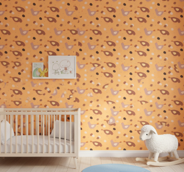 Behangpapier kinderkamer oranje kuikenpatroon - TenStickers