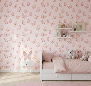 Behangpapier kinderkamer roze patroon - TenStickers