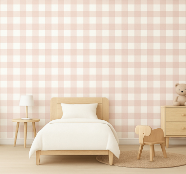 Behangpapier kinderkamer roze ruit behang - TenStickers