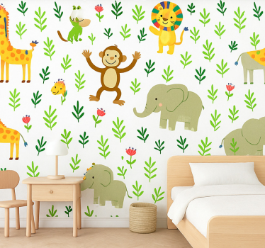 Behangpapier kinderkamer schattige blije dieren - TenStickers