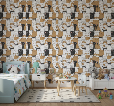 Behangpapier kinderkamer schattige honden naadloos - TenStickers