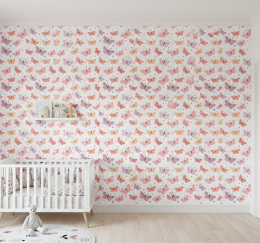Behangpapier kinderkamer vliegende vlinders - TenStickers