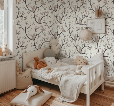 Beige eekhoornspatroon babykamer behang - TenStickers