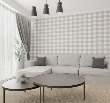 Beige en wit patroon behang vierkantjes - TenStickers