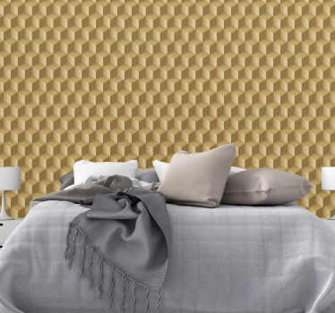 Slaapkamer behang beige kubieke structuur 3D - TenStickers