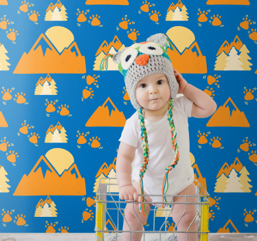 Bergbeeravontuur babykamer behang - TenStickers
