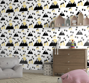 Bergen en hondensporen babykamer behang - TenStickers
