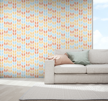 Blauwe en beige pijlen behang geometrisch - TenStickers