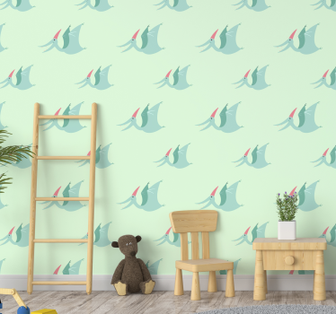Blije pterodactylen dinosaurus behang - TenStickers