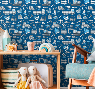 Bouw speeltijd babykamer behang - TenStickers