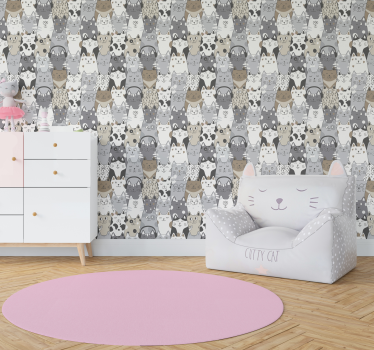 Cartoon katten slaapkamer behang - TenStickers