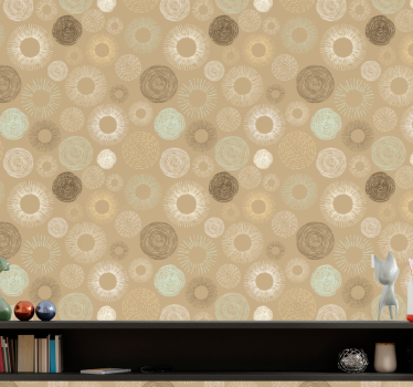Cirkelvormig motiefpatroon behang geometrisch - TenStickers