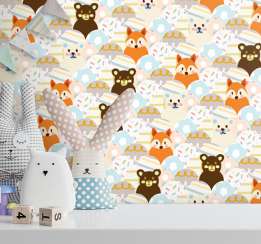 Dierengezichten babykamer behang - TenStickers