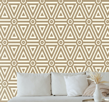 Driehoekige beige opstelling behang geometrisch - TenStickers