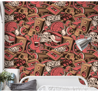 Eclectische brainstorm behang kunst - TenStickers