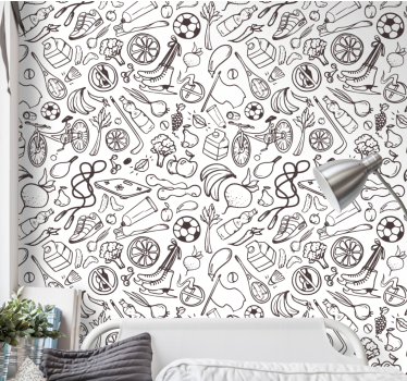 Eclectische doodle-array behang kunst - TenStickers