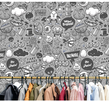 Eclectische krabbels behang kunst - TenStickers