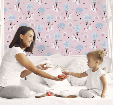 Eenhoorns en ballonnen babykamer behang - TenStickers