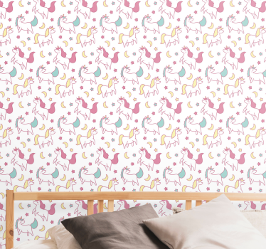 Eenhoorns patroon babykamer behang - TenStickers
