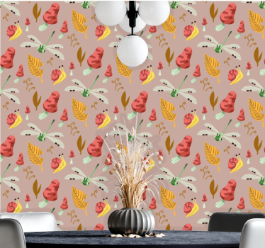 Fantasievolle natuurmotieven behang kunst - TenStickers