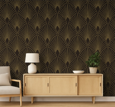 Geometrisch behang gouden deco ventilator - TenStickers