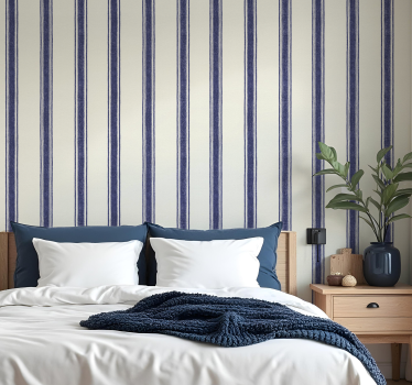 Geometrisch behang verticale lijnen marineblauw - TenStickers