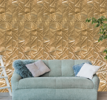 Geometrisch gouden effectpatroon metaal behang - TenStickers
