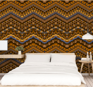 Geometrisch patroon golven behang kunst - TenStickers