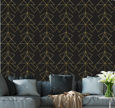 Gouden bladvormen behang geometrisch - TenStickers