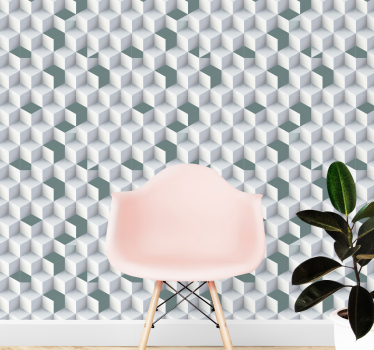 Geometrische kubusillusie behang geometrisch - TenStickers
