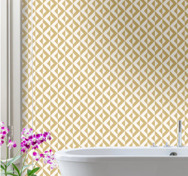 Gouden en witte driehoekenmotief behang geometrisch - TenStickers