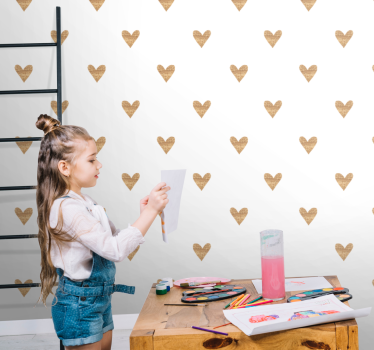 Gouden hart met witte achtergrond behangpapier kinderkamer - TenStickers