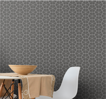 Grijs hexagonaal ontwerp behang geometrisch - TenStickers