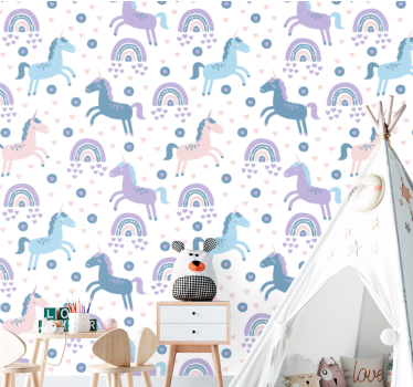 Grillige eenhoorns babykamer behang - TenStickers