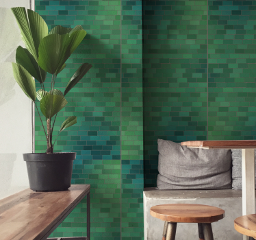 Groene betegelde textuur behang print - TenStickers