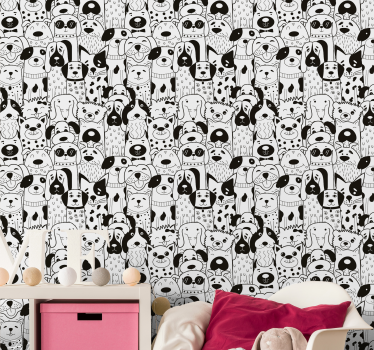 Honden patroon slaapkamer behang - TenStickers